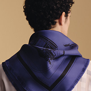 Ex-Libris fringed scarf 80 - Black | Hermès Singapore